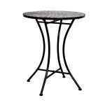 Metalinis lauko stalas Home4You MIRT, apvalus, 60 cm, su žaliu keraminiu stalvir&scaron;iu