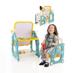 Vaiki&scaron;kas molbertas su kėde ir reguliuojama lenta (mėlyna + geltona)