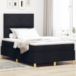 Lova su pagrindu ir čiužiniu & led juosta juoda 120x190 cm audinys