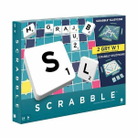 Stalo žaidimas Scrabble 2 in 1 - Mattel Games - Ispani&scaron;ka versija - 35.5x35.5 cm - &Scaron;eimos leidimas - 4 žaidėjams