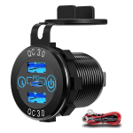 Greitojo įkrovimo lizdas 60 W USB-C kelių automobilių įkroviklių lizdas PD 3.0 ir du QC3.0 prievadai su jutikliniu perjungikliu Juoda