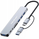 Qoltec &scaron;akotuvo adapteris HUB 8in1 4xUSB, USBC, SD/TF, JACK 3,5 mm TRRS