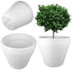 Didelė balta apvali lauko ir vidaus vazonas 46cm