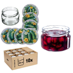 KADAX Denia konservavimo stiklainiai 250ml 10vnt 82mm + dangtelis "Agurkų kompozicija"