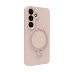 Evelatus Premium Soft Touch silikoninis dėklas su magnetiniu stoveliu Samsung Galaxy S25 Smėlio rožinė