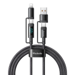 "McDodo 4-in-1" USB-C/A į USB-C/žaibolaidis CA-1990 1,2 m (juodas)
