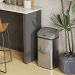 48 L jutiklinis &scaron;iuk&scaron;liadėžė virtuvėms ar biurams, automatinė uždarymo funkcija, nerūdijantis plienas, sidabro spalvos