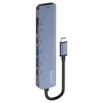Usb-c 7in1 Hub Savio Ak-82: Hdmi 4k, Usb-a/c, Sd kortelių skaitytuvas