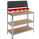 Darbo stalas Springos HA5276 136x101x40 cm, apkrova 620 kg, darbo pavir&scaron;ius su įrankių lentynomis garažui