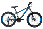 Kalnų dviratis 24", 9&ndash;12 metų, shimano, lengvas rėmas 11", 130&ndash;155 cm, 21 pavara, zils/pelēks, aluminium, amortizacija, mėlyna/pilka, Davi Montaro