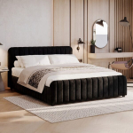 Lova SOMNELLA + Čiužinys SAPNAS 2 XL|140x200|Juoda|Veliūras