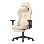 Žaidimų kėdė WOLTU smėlio spalvos su kojų atrama, ergonomi&scaron;ka, iki 150 kg