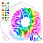 Neoninė LED RGB 5050 juosta 5 m Bluetooth nuotolinio valdymo pultas muzikos režimas 230 V
