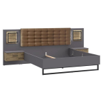 Dvigulė lova Forte Sirius Black 180x200 metalinis rėmas moderni ruda