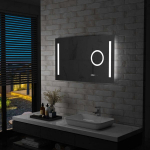 Sieninis vonios kambario veidrodis su LED, 100x60cm,, Sidabro spalvos