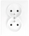 Dvigubas įžemintas ki&scaron;tukinis lizdas IP20 16A 250V Baltas įleistinis