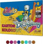 Pastello spalvotas blizgus A4 kartonas, 8 lapai