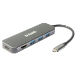 USB Hublis - D-Link - DUB-2333 - USB-C - HDMI - 3 USB 3.2 prievadai
