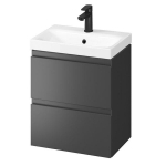 Vonios kambario spintelė su praustuvu Cersanit 888 Moduo Slim 50, juoda/pilka