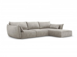 De&scaron;ininė kampinė sofa Vanda, 4 sėdimos vietos, &scaron;viesiai pilka