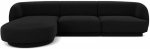 Aksominė kairinė kampinė sofa Micadoni Miley, 259 x 155 x 74, juoda