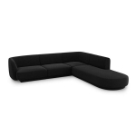 Aksominė de&scaron;ininė kampinė sofa Micadoni Miley, 252 x 220 x 74, juoda