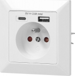 Elektrinis sieninis lizdas su 2 Usb-a/c įkrovikliais, 230v