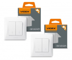 Jungiklis (perjungtas) z/a 2P, Videx Binera, baltas, IP20 (2 vnt.)