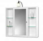 Veidrodinė spintelė Latina 72x78x17 cm, su ap&scaron;vietimu ir ki&scaron;tukiniu lizdu, balta