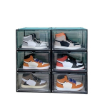 Suklijuojama Skaidri Batų Laikymo Dėžė, 66x63 cm, juodas,  &Scaron;oninės atidaromos magnetinės durys, juoda batų dėžutė-668