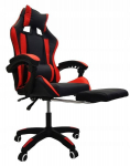 Biuro/žaidimų kėdė su kojų atrama ir masažo funkcija, juoda/raudona