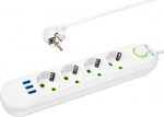 Prailginimo laidas su 4 lizdais, 3 Usb ir jungikliu, 3m