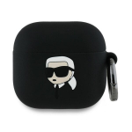 Karl Lagerfeld silikoninis AirPods 4 dėklas &ndash; juodas, 3D Karl galva