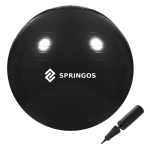 Gimnastikos kamuolys su pompa Springos FB0014, 65 cm, juodas