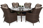 7-ių dalių lauko baldų komplektas Bristol Round Elegant 150 cm, rudas/smėlio spalvos