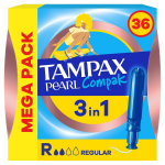 Tampax Compak Pearl Regular Tamponai Su Aplikatoriumi, 36 vnt.