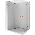 Du&scaron;o kabina Mexen Lunar L, pusapvalė, kairė, 90 x 80 cm, transparent/rose gold