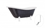 Vonia Besco Otylia Glam 170, Graphite+White, su sifonu su persipylimu Klik-klak Chrome