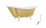 Vonia Besco Otylia Glam 160, Gold+Chrome, su sifonu su persipylimu Klik-klak Chrome