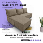 Kampinis i&scaron;skleidžiamas sofos komplektas Simple X St Light, Podrez, Smėlio spalvos