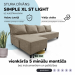Didelis kampinis sofos be porankių Simple XL St Light Smėlio spalvos