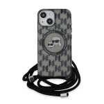 Karl Lagerfeld IML Crossbody Monogram Karlas ir Choupette Head MagSafe dėklas iPhone 15 / 14 / 13 - juodas