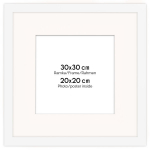 Nuotraukų rėmelis su passe-partout 30x30 cm FRAMAI baltas nuotraukų rėmelis, dydis 20x20 cm, rėmelis su &scaron;viesiu passe-partout