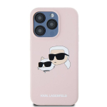 Coque pentru iPhone 15 Pro - KARL LAGERFELD - Silikoninė MagSafe - Karl&Choupette galva - Rožinė - Lanksti