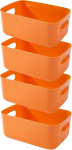 Plastikinės dėžės laikymui, oranžinės, 4 vnt.