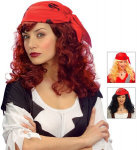 PIRATE WENCH WIG WITH HEADSCARF in polybag - 3 colors ass.