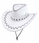 WHITE COWBOY HAT STITCHED suedelook