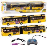 Mokyklinis autobusas su nuotolinio valdymo pultu ir &scaron;viesos efektais, 1:32, geltonas