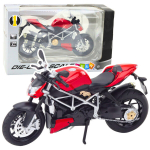 Metalinis sportinio motociklo modelis su &scaron;viesos ir garso efektais, 1:12, raudonas/sidabrinis