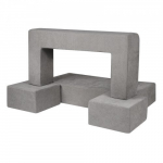 Vaiki&scaron;ka žaidimų sofa, 4 dalių modulinė sofa 100x100x20 cm, pilka, nuimamas užvalkalas